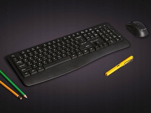 BEZPRZEWODOWA KLAWIATURA MYSZ Z PODPÓRKĄ POD NADGARSTEK ZASIĘG do 8 metrów na Arena.pl