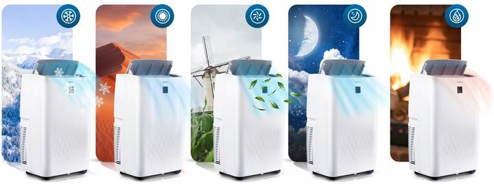 Klimatyzator przenośny z funkcją grzania 4kW OSUSZACZ 34l/24h WiFi BD-581 zdjęcie 4
