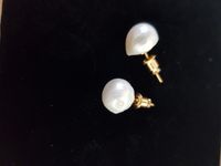 Kolczyki  sztyfty naturalne perły pozłacane 14k