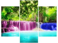70 90CM OBRAZ 3 ELEM KOLOROWY WODOSPAD ŚCIENNY PŁÓTNO