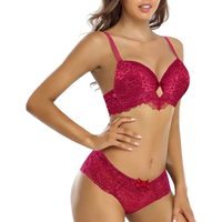 Komplet Bielizny Koronkowej Biustonosz Push-Up Majtki Figi Różowy XXL 40C