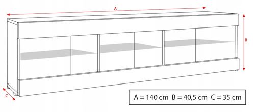 Szafka RTV LED Salon Nowoczesna Biały/Dąb Wotan RGB LED 140x35 Pokój na Arena.pl