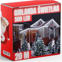KURTYNA SOPLE 500 LED ZEWNĘTRZNE BIAŁE ZIMNE CHOINKOWE lampki 8 trybów 20M