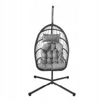 Fotel podwieszany na stalowym stelażu składany ogrodowy 198x110x83
