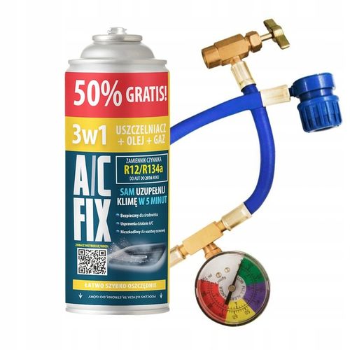 A/C Fix Uszczelniacz GAZ OLEJ R134A 3w1 +50% +manometr NOWA PUSZKA 626g na Arena.pl