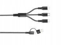 NYLONOWY KABEL USB 3W1 3A COMBO A/C Z TRZEMA KOŃCÓWKAMI DO TELEFONU TABLETU