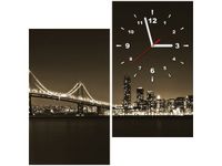 60X60CM ZEGAR MOST NOCĄ TANEL TEEMUSK OBRAZ DREWNO ŚCIAN KWADRAT