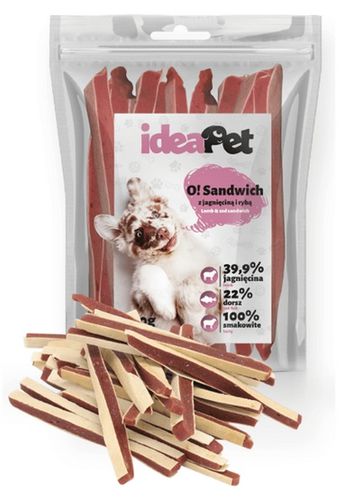 Pyszny i zdrowy przysmak dla psa IdeaPet Sandwich z jagnięciną i rybą 500g na Arena.pl