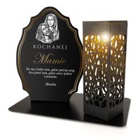 Znicz SOLARNY AŻUROWY z METALOWĄ podstawką dla MAMY