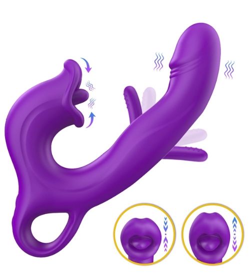 Fioletowy wibrator z flappingiem zdjęcie 3