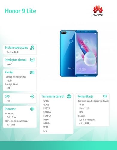 Huawei HONOR 9 Lite LTE Dual SIM Niebieski na Arena.pl