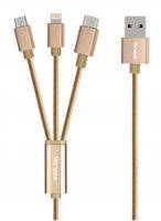 KABEL 3W1 ŁADOWARKA IPHONE MICRO-USB USB C 120 CM