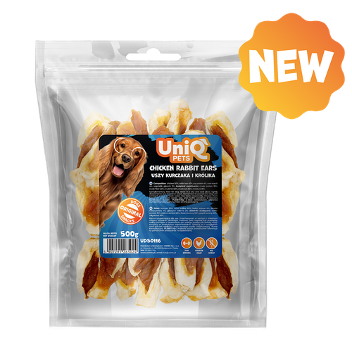 UNIQ PETS uszy królicze z kurczakiem 500g przysmaki dla psa MEATY na Arena.pl