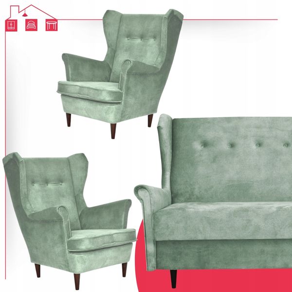 Skandynawski zestaw wypoczynkowy z funkcją spania zielony ARI Family Meble zdjęcie 2