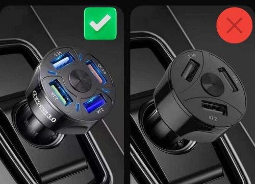 MOCNA SZYBKA ŁADOWARKA SAMOCHODOWA 4x USB PD QC 3.0 DO TELEFONU + KABEL na Arena.pl