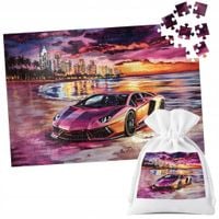PUZZLE TRADYCYJNE - AUTA SUPER SAMOCHODY PLAŻA MIASTO NOC - 96 el