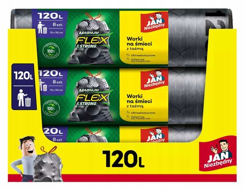 jan niezbędny worki ld magnum flex taśma 120l 8szt. - 1 op. na Arena.pl