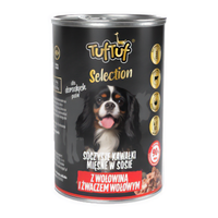 MOKRA KARMA DLA PSA TufTuf Selection PUSZKA z wołowiną i żwaczem 415g
