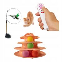 Zabawki interaktywne dla kota PABLO TOYS, WĘDKA, LASER, WIEŻA