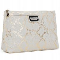 Monnari - elegancka kosmetyczka damska beżowo-złoty wąż CSM0120