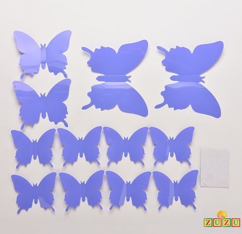 Motyle PCV - 12 sztuk - ozdoby ścienne - Czerwony na Arena.pl