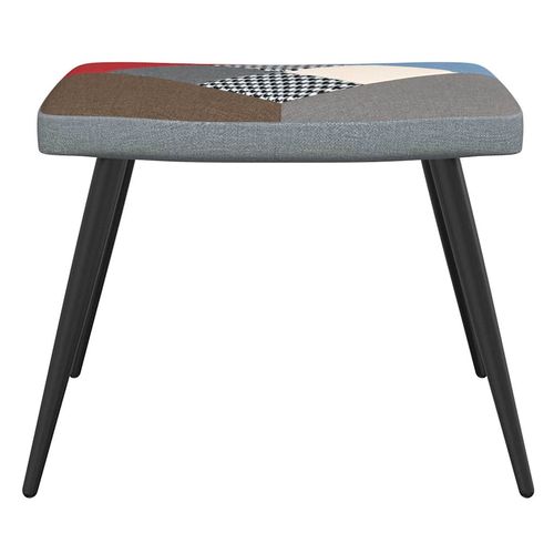 Fotel z podnóżkiem, patchwork, obity tkaniną na Arena.pl