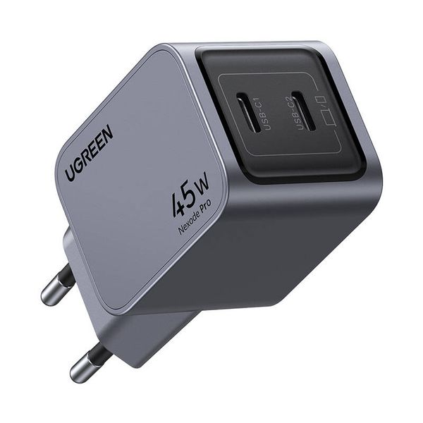Ładowarka sieciowa Ugreen Nexode Pro 45W, 2x USB-C (szara) zdjęcie 1
