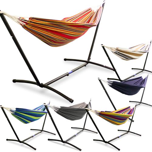 Antracytowy Hamak na stelażu ogrodowy zewnętrzny 18161 na Arena.pl