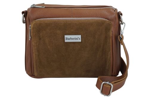 Codzienna torebka ze skóry naturalnej z zamszem - Brązowa jasna na Arena.pl