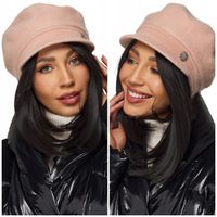 KASZKIET DAMSKI BERET CZAPKA moherowa ciepła miękka zimowa pudorwy róż