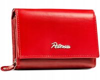 Portfel damski skórzany czerwony PETERSON RFID prezent na walentynki