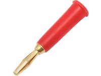 Wtyk banan ZŁOTY lutowany CZERWONY
