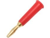 Wtyk banan ZŁOTY lutowany CZERWONY