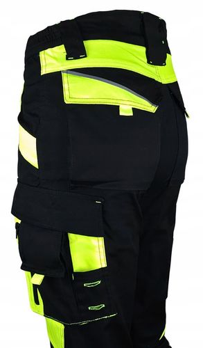 Spodnie ROBOCZE męskie BHP mocne ELASTYCZNE stretch spandex ODBLASKOWE NEON na Arena.pl