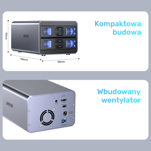 Unitek Obudowa RAID do dysku SATA 2.5''/3.5'' – 4 tryby, 40TB, 5Gb/s na Arena.pl