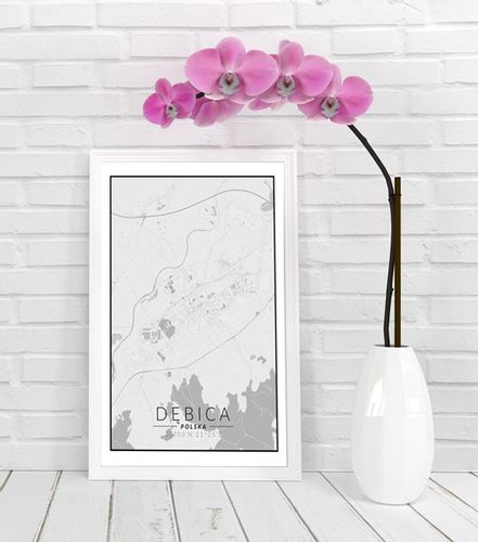 Dębica mapa czarno biała - plakat 21x29,7 cm na Arena.pl