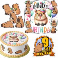 ZESTAW OPŁATEK NA TORT 20CM + 16 POSTACI - KAPIBARA + IMIĘ 15CM 18CM