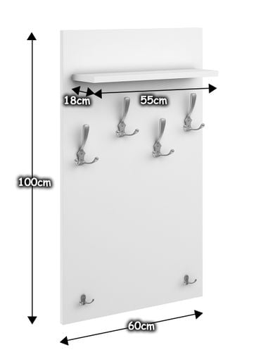 WIESZAK BIAŁY ścienny wiszący panel na ubrania do przedpokoju na Arena.pl