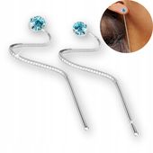 KOLCZYKI SREBRNE WISZĄCE DAMSKIE DŁUGIE PRZECIĄGANE CYRKONIE NA