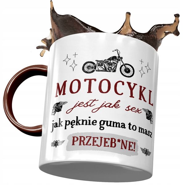 Kubek Bordowy Śmieszny Motocykl Jest Jak Seks Z Nadrukiem Ze Zdjęciem zdjęcie 1