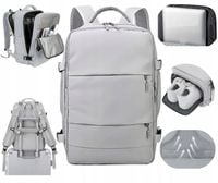 PLECAK DO SAMOLOTU TURYSTYCZNY BAGAŻ KABINOWY NA LAPTOPA SZARY WODOODPORNY