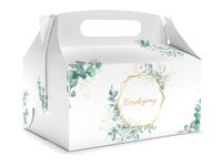 Pudełka na ciasto podziękowanie dla gości Dziękujemy eukaliptus, 5 szt.