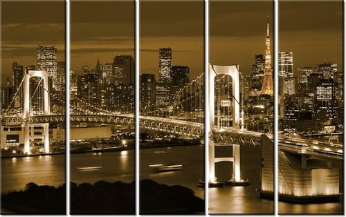 70CM 150CM OBRAZ 5 ELEM RAINBOW BRIDGE TOKIO ŚCIENNY na Arena.pl