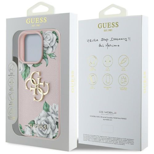 Etui Guess Grained Roses Big 4G logo do  iPhone 16 Pro Max różowy na Arena.pl