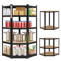 Regał magazynowy narożny metalowy czarny 2w1 5 półek 180x90x90x40 cm