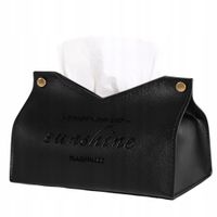 Chustecznik Pojemnik Na Chusteczki TSG-233 Skórzany Podajnik Uchwyt Czarny