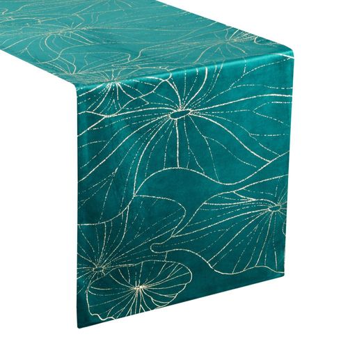 Bieżnik dekoracyjny/ szarfa BLINK-18 35x180 c.turkusowy w lilie wodne na Arena.pl