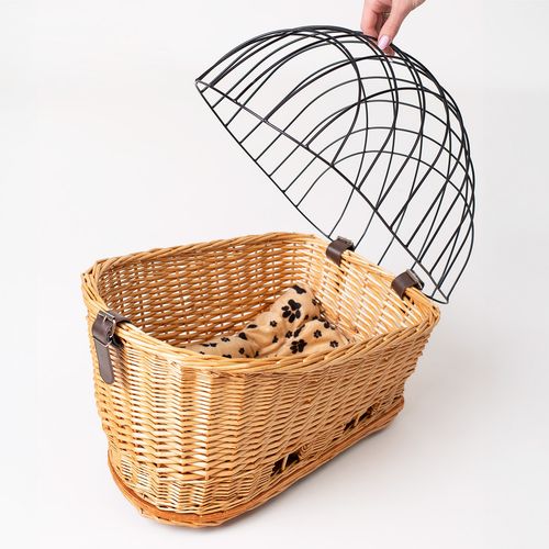 Kosz wiklinowy na rower transporter na bagażnik dla psa kota + poduszka na Arena.pl