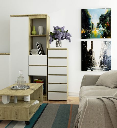 Komoda CL6 40 cm 6 szuflad - dąb artisan-biała na Arena.pl