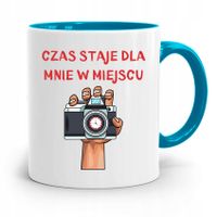 Kubek Błękitny Fotografa Czas Staje W Miejscu Z Nadrukiem Ze Zdjęciem